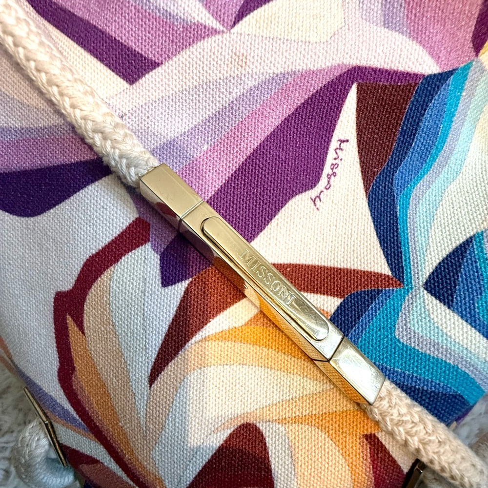 Missoni Multicolor Abstract Bucket leather canvas Shoulder Bag - Picture 4 of 15